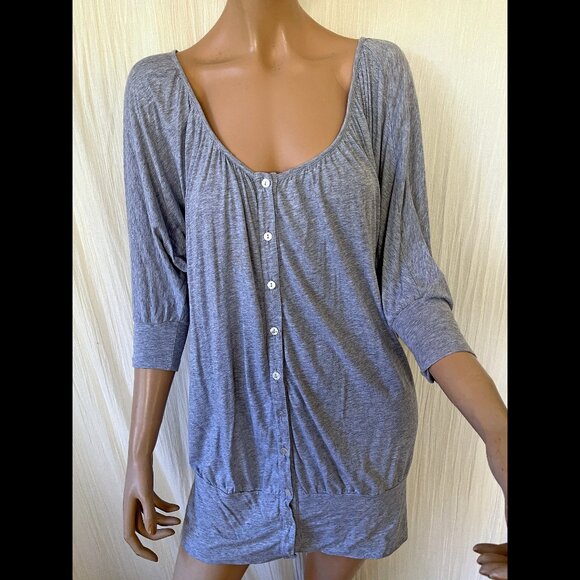 Splendid heather gray tunic deep scoop neck button down Small - Picture 1 of 9
